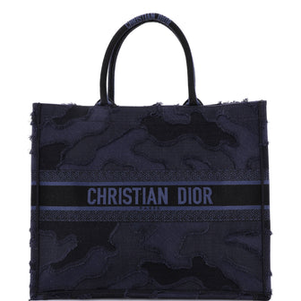 Christian Dior Book Tote Camouflage Embroidered Canvas Large