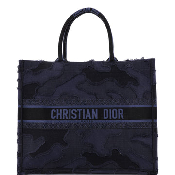 Christian Dior Book Tote Camouflage Embroidered Canvas Large