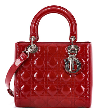 Christian Dior Lady Dior Bag Cannage Quilt Patent Medium