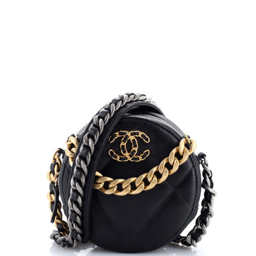 Chanel 19 Round Clutch with Chain Quilted Leather