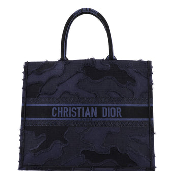 Christian Dior Book Tote Camouflage Embroidered Canvas Large