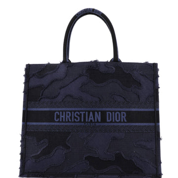 Christian Dior Book Tote Camouflage Embroidered Canvas Large