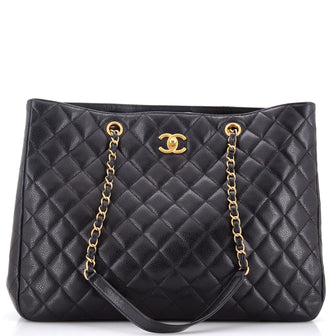 Chanel Classic CC Shopping Tote Quilted Caviar Large
