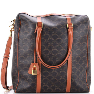 Celine Boston Bag Triomphe Coated Canvas Vertical