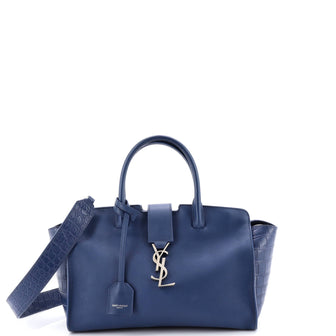 Saint Laurent Monogram Cabas Downtown Leather with Crocodile Embossed Leather Baby
