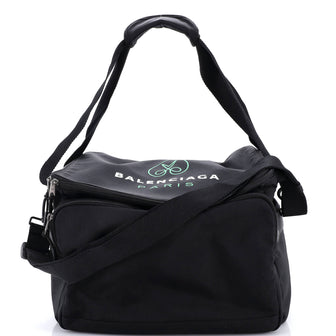 Balenciaga Logo Print Convertible Square Duffle Bag Recycled Nylon