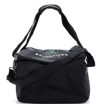 Balenciaga Logo Print Convertible Square Duffle Bag Recycled Nylon
