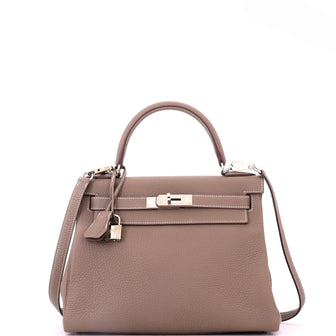 Hermes Kelly Handbag Grey Togo with Palladium Hardware 28