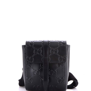 Gucci Double Belt Bag GG Embossed Perforated Leather