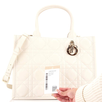 Christian Dior Book Tote with Strap Cannage Quilt Lambskin Medium