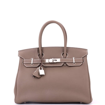 Hermes Birkin Handbag Grey Togo with Palladium Hardware 30