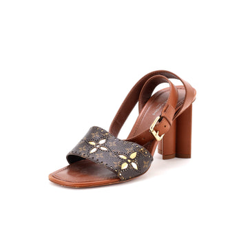 Louis Vuitton Women's Silhouette Heeled Sandals Leather with Monogram Canvas
