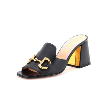 Gucci Women's Horsebit Block Heel Sandals Leather