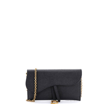 Christian Dior Saddle Chain Clutch Leather