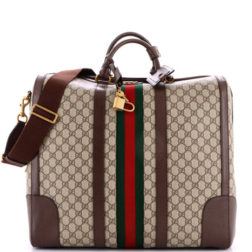 Gucci Savoy Web Convertible Duffle Bag GG Coated Canvas Tall