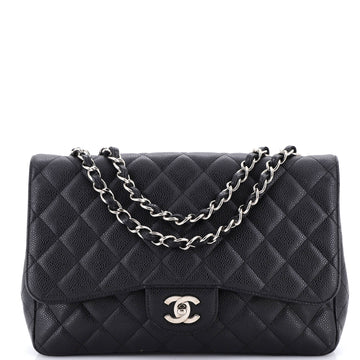 Chanel Classic Single Flap Bag Quilted Caviar Jumbo