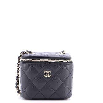 Chanel Classic Vanity Case with Chain Quilted Caviar Mini