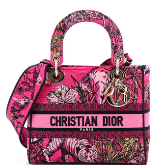 Christian Dior Lady D-Lite Bag Embroidered Canvas Medium
