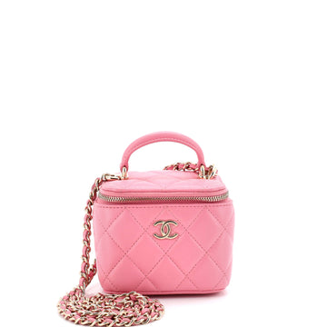 Chanel Classic Top Handle Vanity Case with Chain Quilted Lambskin Mini