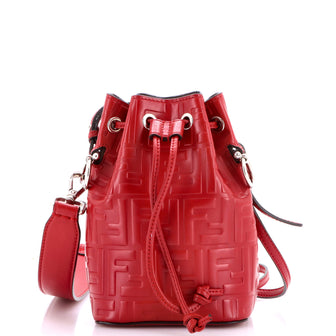 Fendi Mon Tresor Bucket Bag Zucca Embossed Leather Mini