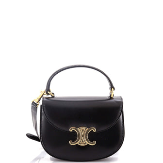 Celine Triomphe Besace Clea Top Handle Flap Bag Leather Mini