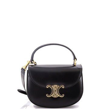 Celine Triomphe Besace Clea Top Handle Flap Bag Leather Mini