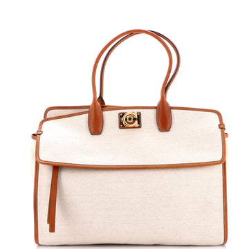Salvatore Ferragamo Studio Soft Satchel Canvas Large