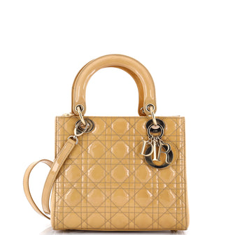 Christian Dior Lady Dior Bag Cannage Quilt Patent Medium
