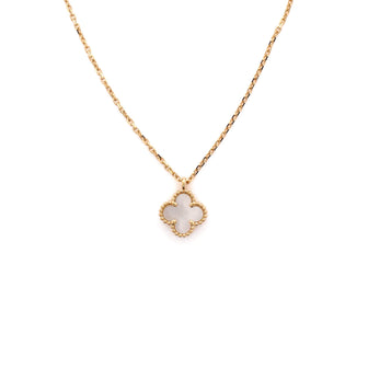 Van Cleef & Arpels Sweet Alhambra Pendant Necklace 18K Yellow Gold and Mother of Pearl