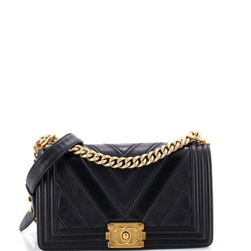 Chanel Boy Flap Bag Chevron Calfskin Old Medium