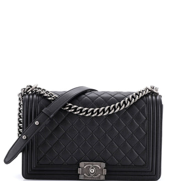 Chanel Boy Flap Bag Quilted Caviar New Medium