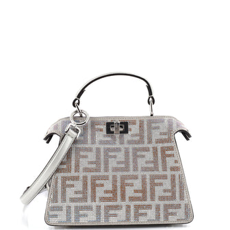 Fendi Peekaboo ISeeU Bag Zucca Crystal Embellished Suede Petite