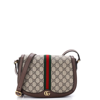 Gucci Ophidia Saddle Flap Shoulder Bag GG Coated Canvas Small