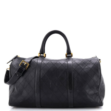 Chanel Vintage Diamond Stitch Boston Bag Quilted Lambskin Large