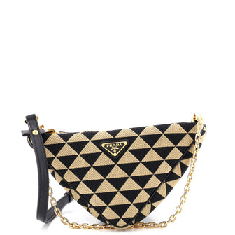 Prada Symbole Triangle Bag Leather and Jacquard Mini