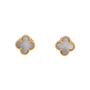 Van Cleef & Arpels Sweet Alhambra Stud Earrings 18K Yellow Gold and Mother of Pearl