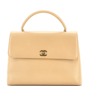 Chanel Vintage Classic Top Handle Flap Bag Caviar Jumbo
