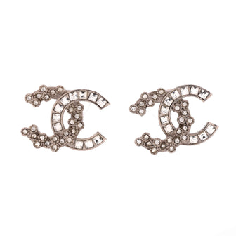 Chanel CC Stud Earrings Metal with Crystals