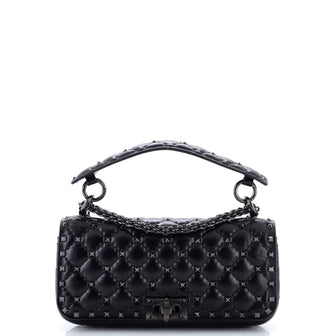 Valentino Garavani Rockstud Spike Full Flap Shoulder Bag Quilted Leather Medium