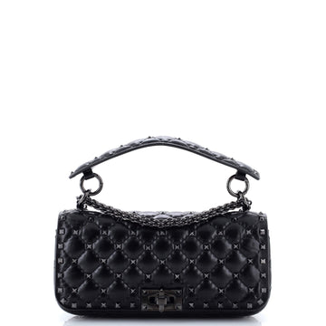Valentino Garavani Rockstud Spike Full Flap Shoulder Bag Quilted Leather Medium