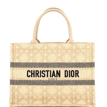Christian Dior Book Tote Cannage Embroidered Raffia Medium