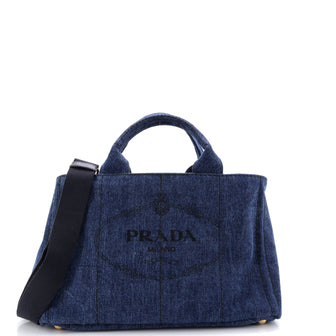Prada Canapa Convertible Tote Denim Medium