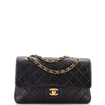 Chanel Vintage Classic Double Flap Bag Quilted Lambskin Medium
