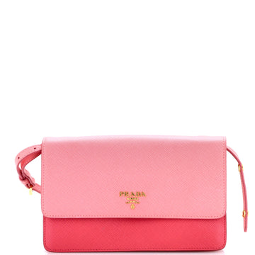 Prada Wallet on Strap Saffiano Leather Small