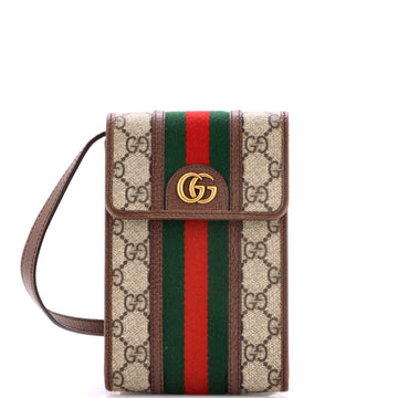 Gucci Ophidia Vertical Flap Crossbody Bag GG Coated Canvas Mini