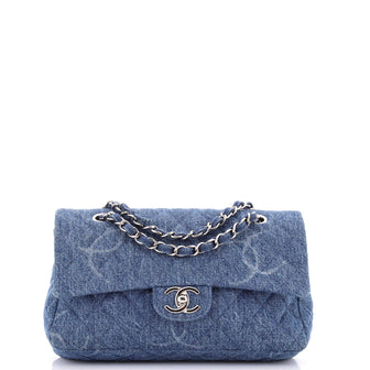 Chanel Classic Single Flap Bag Quilted CC Printed Denim Medium