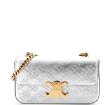 Celine Triomphe Chain Shoulder Bag Triomphe Embossed Metallic Leather Small