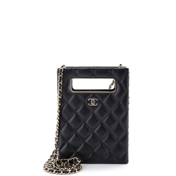 Chanel Chain Around Cut Out Handle Evening Tote Quilted Caviar Mini