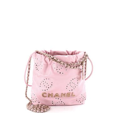 Chanel 22 Chain Hobo CC Eyelet Embroidered Calfskin Mini