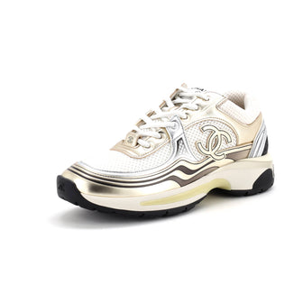 Chanel Women's CC Low-Top Sneakers Mesh and Laminated Leather